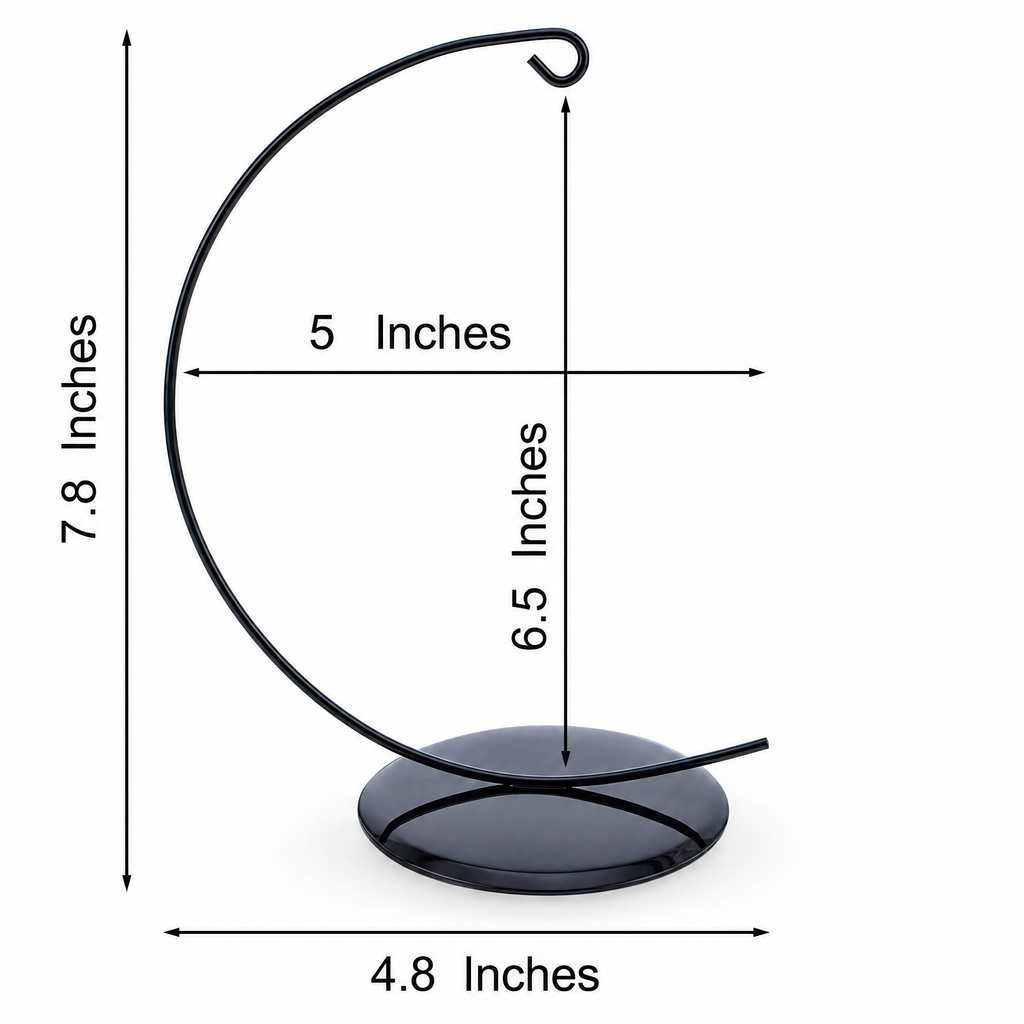 Solid Round Base Black Painted Metal Ornament Display Stand 7.8 Inches