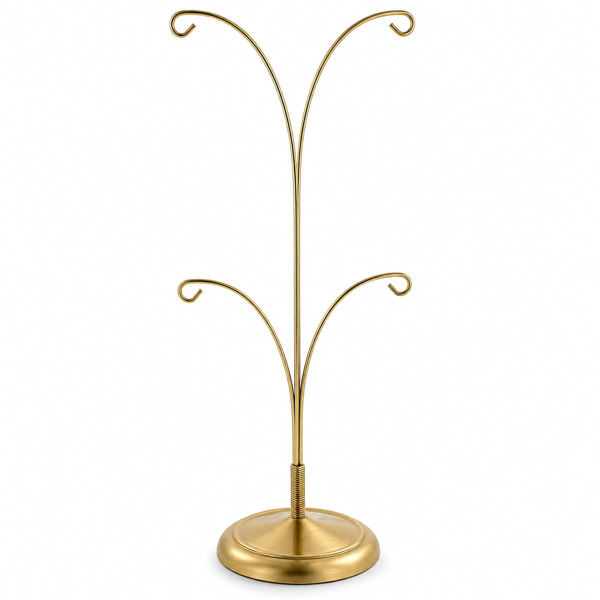 4-Arm Tree Branch Gold Metal Ornament Display Stand 12 Inches