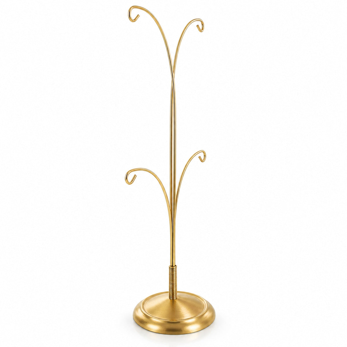 4-Arm Tree Branch Gold Metal Ornament Display Stand 12 Inches