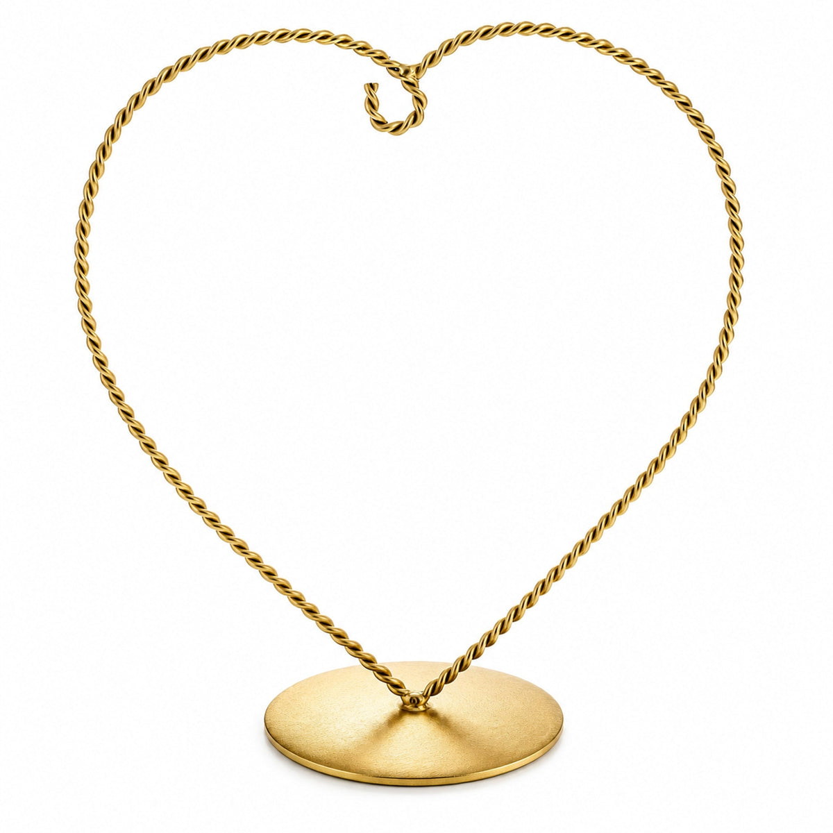 Heart-Shaped Twisted Gold Metal Ornament Display Stand 6.2 Inches
