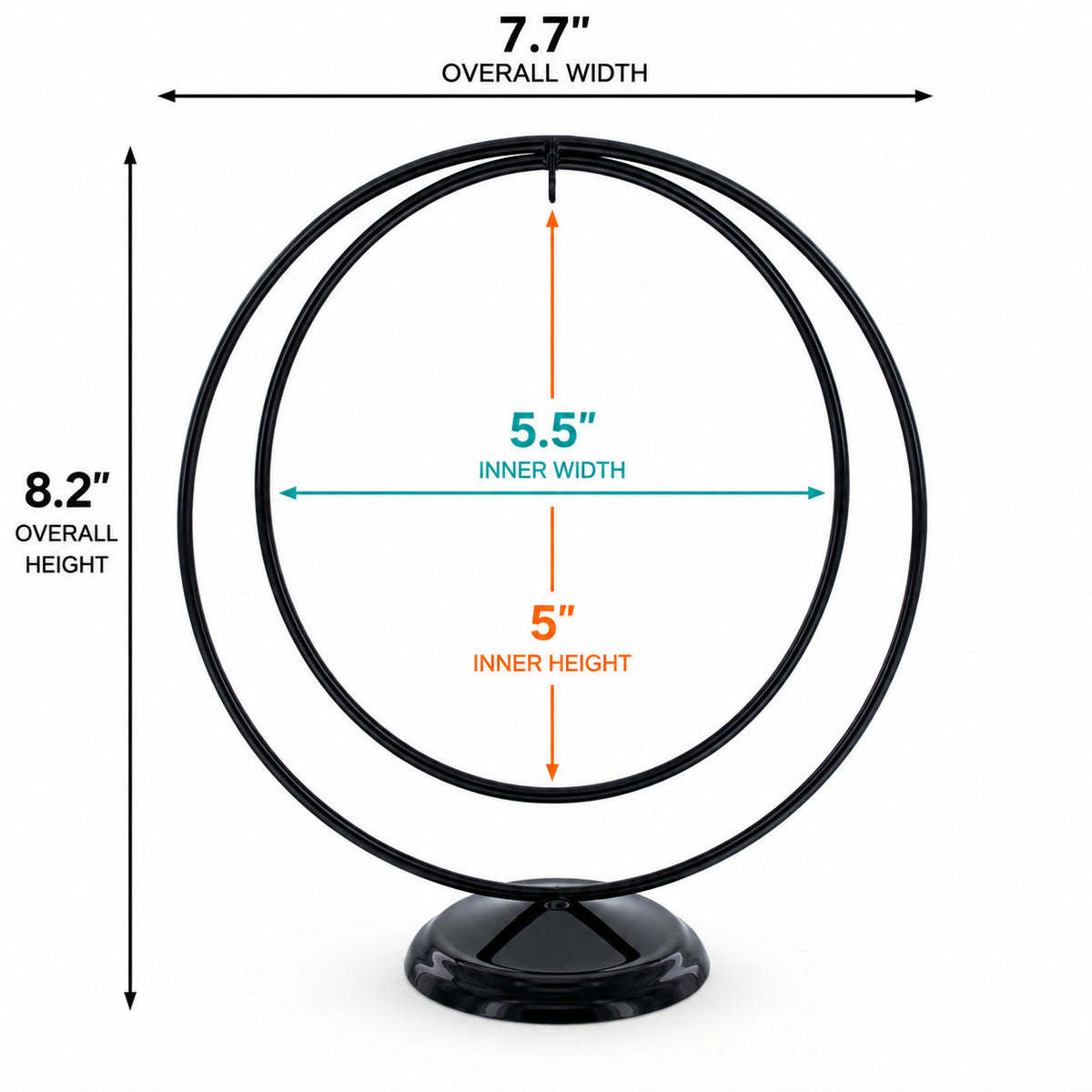 Contemporary Double Circle Black Painted Metal Ornament Display Stand 8.2 Inches
