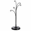 5-Arm Scroll Tree Branches Black Painted Metal Ornament Display Stand 14.5 Inches