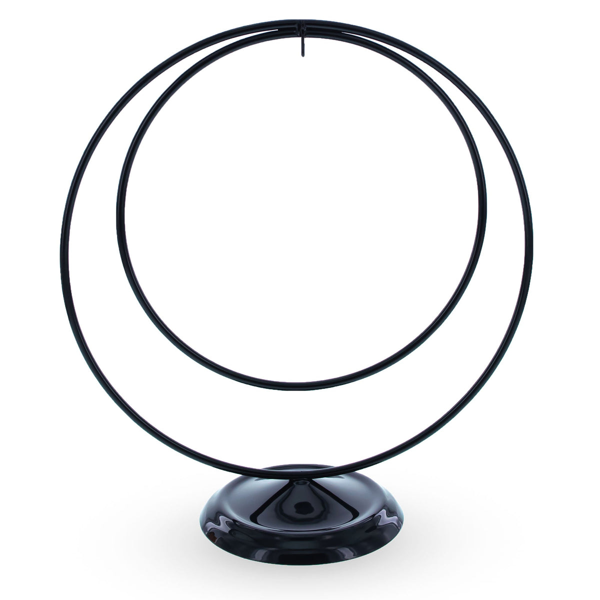 Contemporary Double Circle Black Painted Metal Ornament Display Stand 8.2 Inches