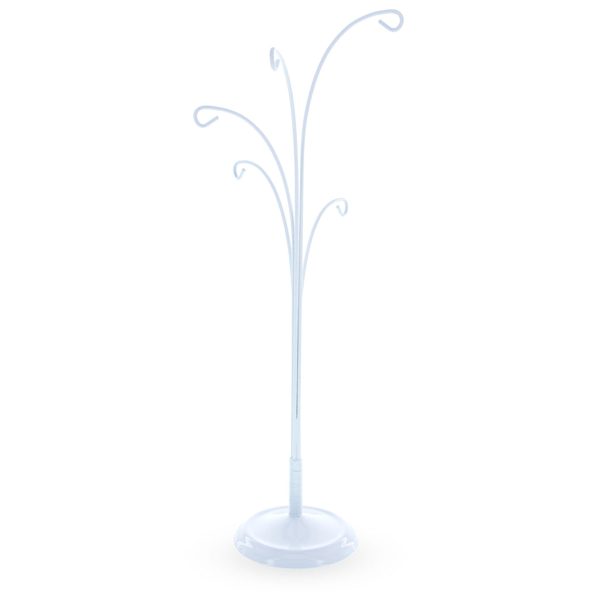 5-Arm Scroll Tree Branches White Painted Metal Ornament Display Stand 14.5 Inches