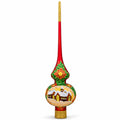 Snow Covered Winter Village Red Glass Christmas Tree Topper 11 Inches