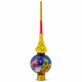 Holy Family on Red Glass Christmas Tree Topper 11 Inches