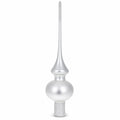 Matte White with Sparkling Top Glass Christmas Tree Topper 11 Inches