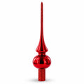 Glossy Red with Sparkling Top Glass Christmas Tree Topper 11 Inches