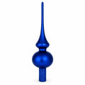 Matte Blue with Sparkling Top Glass Christmas Tree Topper 11 Inches