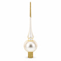 Matte Beige with Sparkling Top Glass Christmas Tree Topper 11 Inches