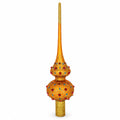 Red Jewels on Gold Geometrical Glass Christmas Tree Topper 11 Inches