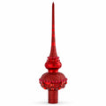 Dimensional Red Jewels Chandelier on Red Glass Christmas Tree Topper 11 Inches