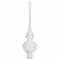 Pearl Drops on White Chandelier Clear Glass Christmas Tree Topper 11 Inches
