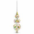 Pink and White Roses Bouquet on Double Ball Glass Christmas Tree Topper 12.5 Inches