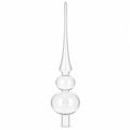 Double Ball Clear Glass Christmas Tree Topper 12.5 Inches