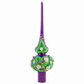 Dimensional Pink Roses on Purple Glass Christmas Tree Topper 11 Inches