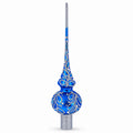 Blue Paisley Mouth Glass Christmas Tree Topper 11 Inches