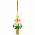Lily of the Valley Flowers on Beige Glass Christmas Tree Topper 11 Inches