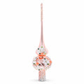 Pink Flowers on Metallic Rose Pink Glass Christmas Tree Topper 11 Inches