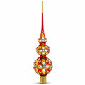 Diamond Stars Double Ball Glass Christmas Tree Topper 16 Inches
