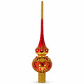 Golden Scrolls on Red Glass Christmas Tree Topper 11 Inches