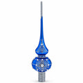 Silver Web on Blue Glass Christmas Tree Topper 11 Inches