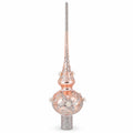 Silver Swirls on Metallic Rose Pink Glass Christmas Tree Topper 11 Inches