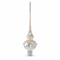White Swirls on Champagne Glass Christmas Tree Topper 11 Inches