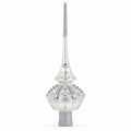 White Jewels on Silver Glass Christmas Tree Topper 11 Inches
