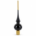 Glossy Black Glass Christmas Tree Topper 11 Inches