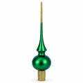 Solid Green with Sparkling Top Glass Christmas Tree Topper 11 Inches