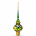 Enchanted Emerald Jeweled Green Glass Christmas Tree Topper 11 Inches