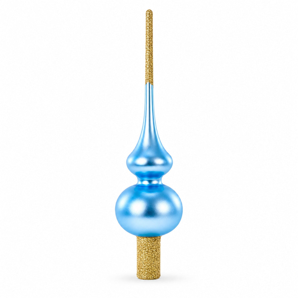 Blue with Sparkling Top Glass Christmas Tree Topper 11 Inches