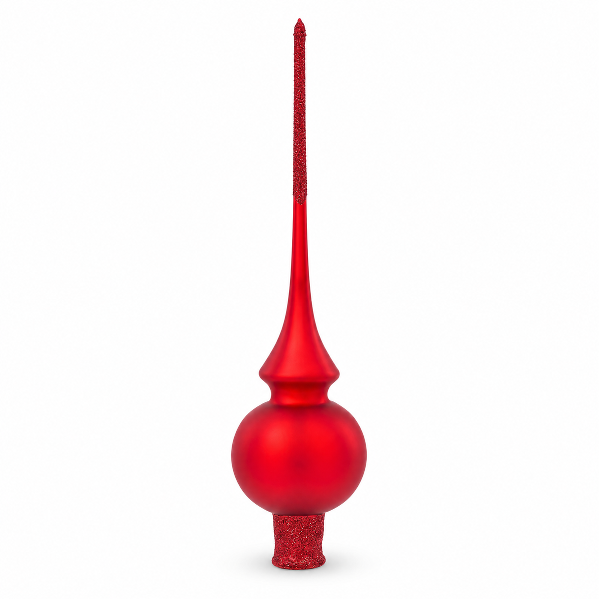 Translucent Red Glass Christmas Tree Topper 11 Inches