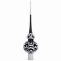 Black & White Scroll Pear Glass Christmas Tree Topper 11 Inches