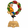 7-Inch Wreath Metal Christmas Stocking Holder Hanger with Elf Design