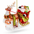 Santa’s Sleigh Ride with Reindeer Glass Christmas Ornament