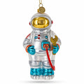 Astronaut in Open Space Glass Christmas Ornament