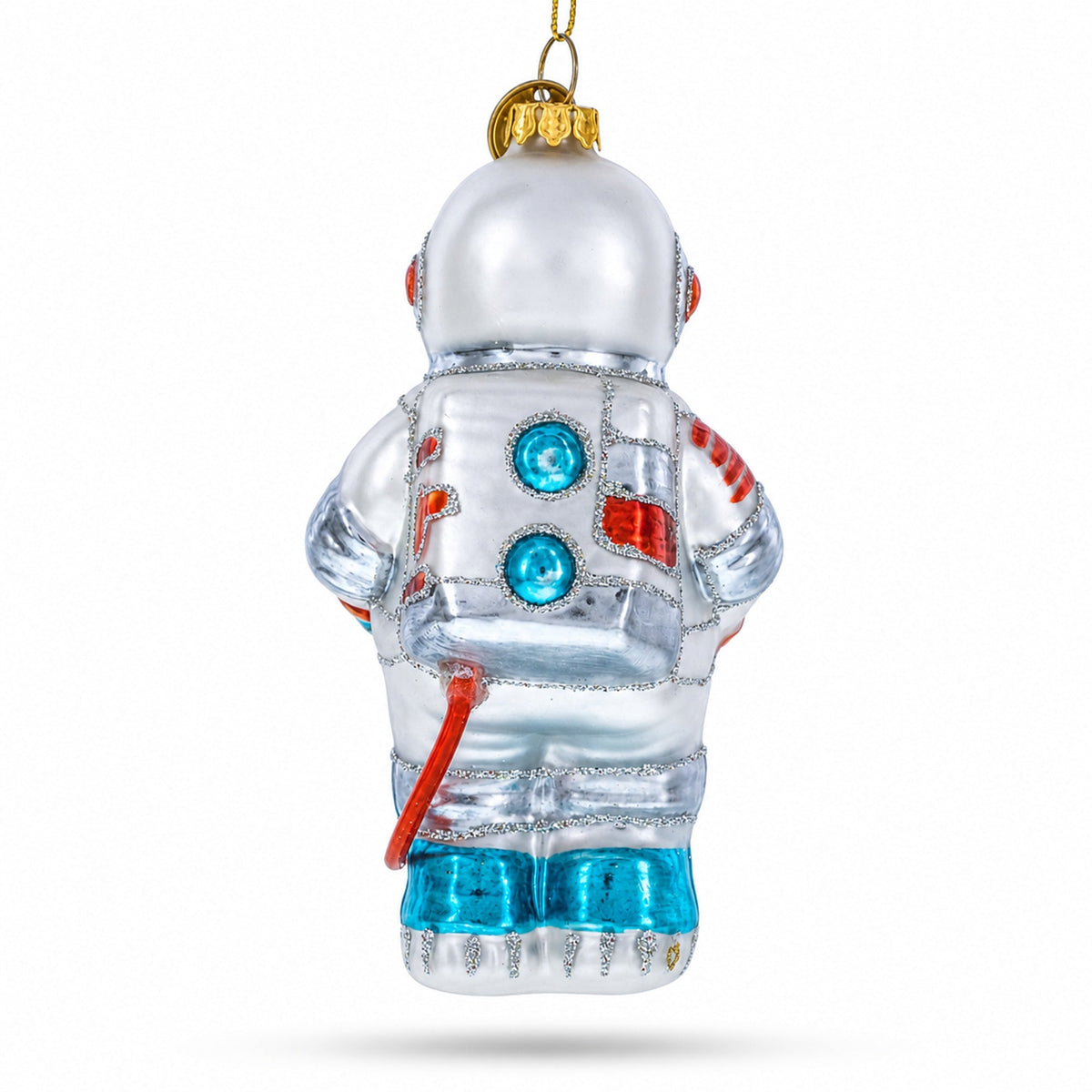 Astronaut in Open Space Glass Christmas Ornament