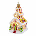 Gingerbread House with Candy Canes Glass Christmas Ornament