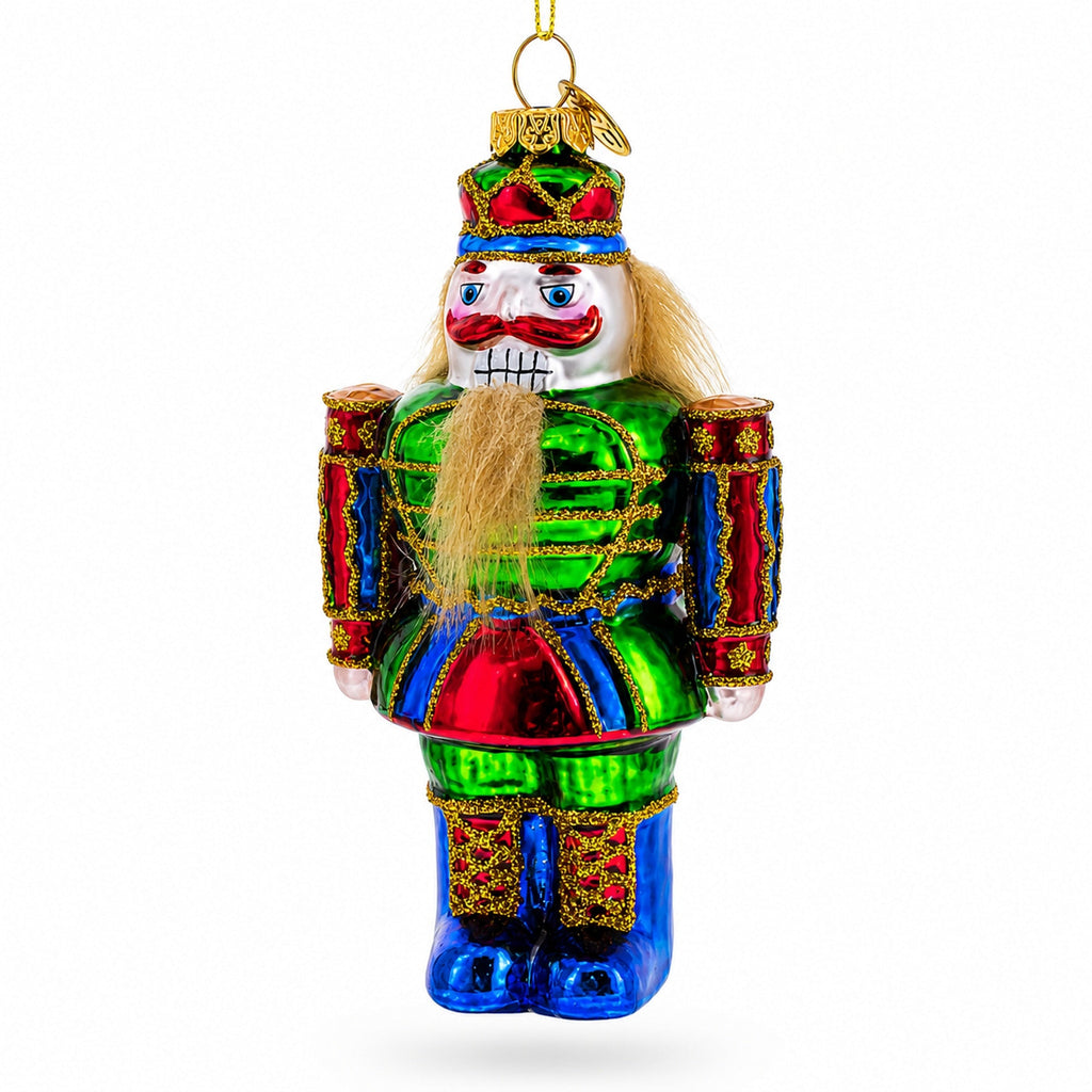 Colorful Nutcracker Glass Christmas Ornament