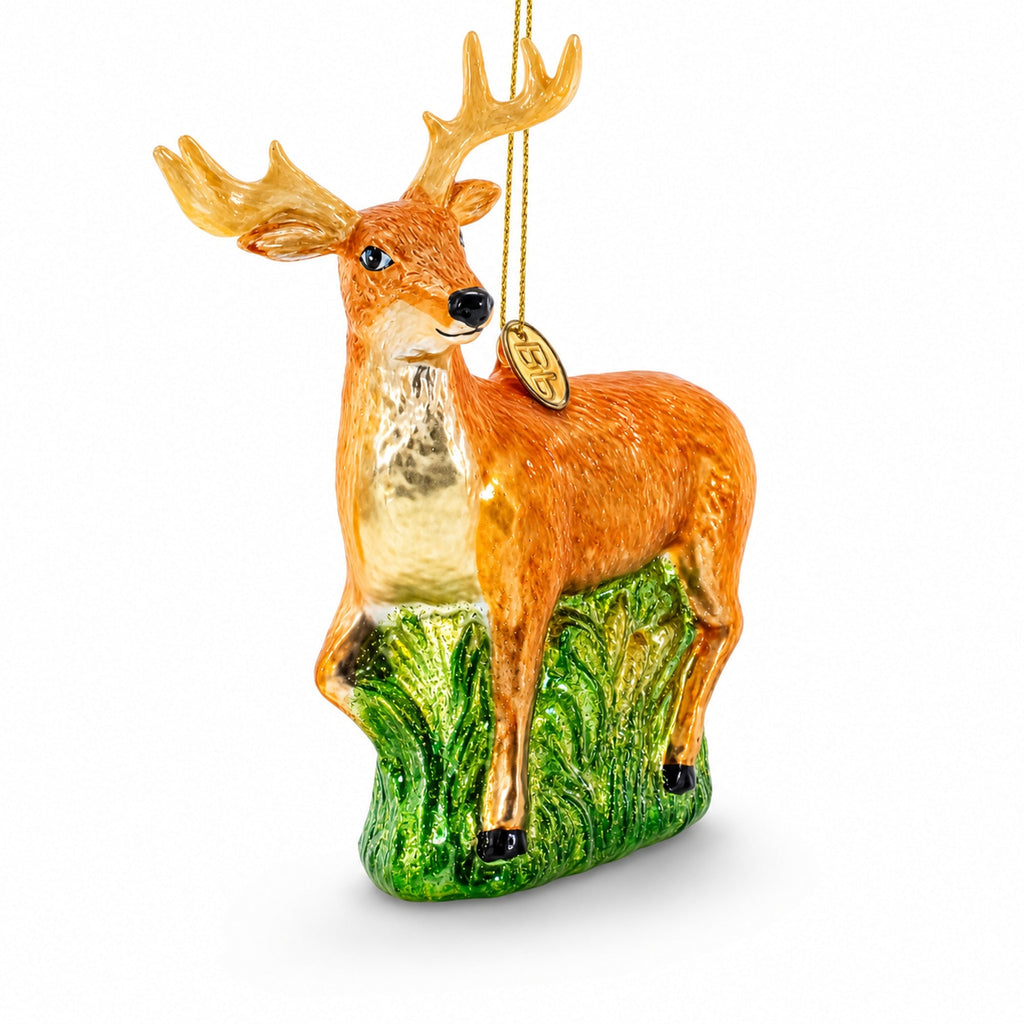 White-Tailed Deer Glass Christmas Ornament