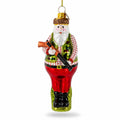Hunter Santa Glass Christmas Ornament