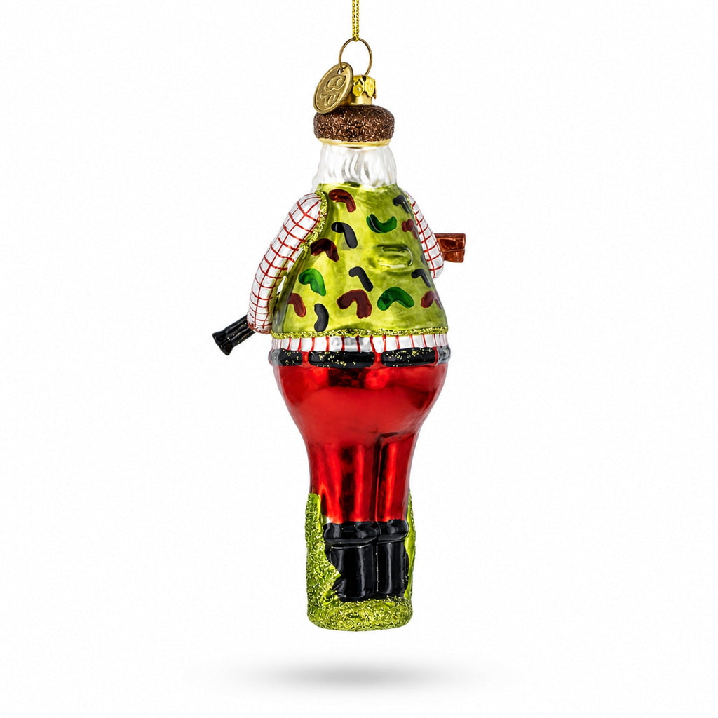 Hunter Santa Glass Christmas Ornament