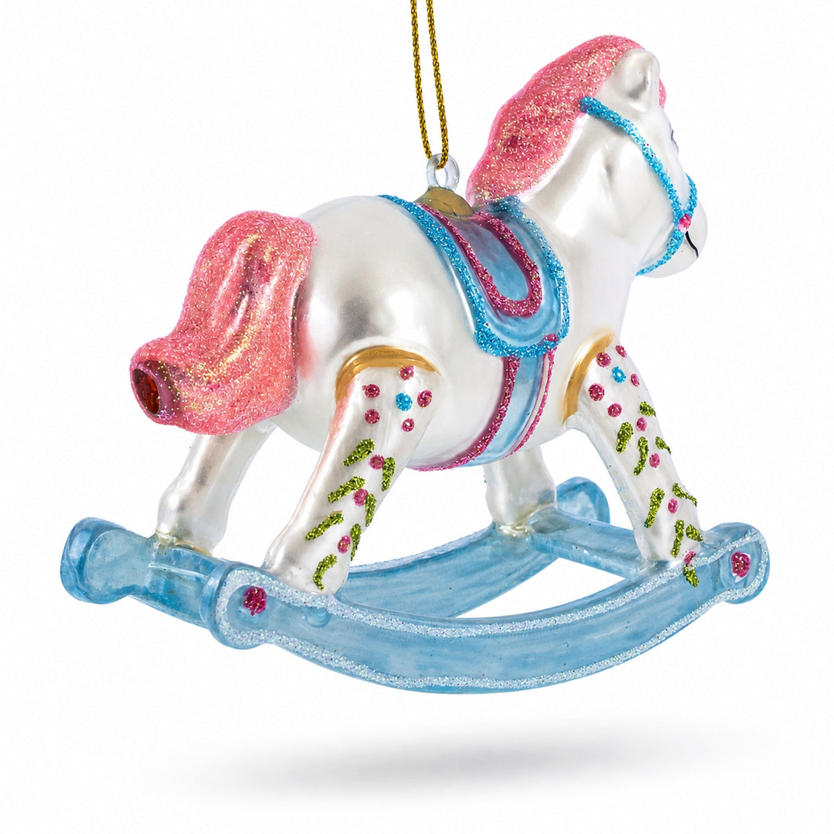Baby’s First Rocking Horse Glass Christmas Ornament