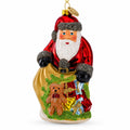 Santa with Toy Sack Glass Christmas Ornament
