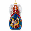 Angel with Three Wise Men Glass Christmas Ornament