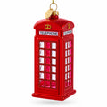 Red Telephone Booth in London, United Kingdom Glass Christmas Ornament