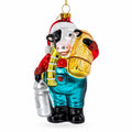 Cow Carrying Milk Jug Glass Christmas Ornament