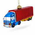 Truck with Dry Van Glass Christmas Ornament